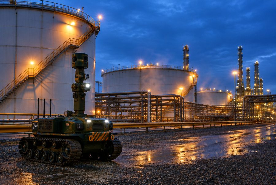 Zone 1 certified inspection robot at a refinery tank farm